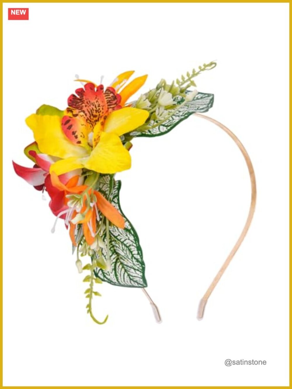 Handmade Hawaiian Orchid Flower Crown Headband Tropical Silk Floral Headpiece